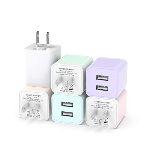 6Pack USB Wall Charger, iGENJUN 2.4A Dual USB Port Cube Power Plug Adapter Fast Phone Charger Block Charging Box Brick for iPhone 15/15 Pro/15 Pro Max/14, Samsung Galaxy, Pixel, LG, Android-Multicolor - Image 1