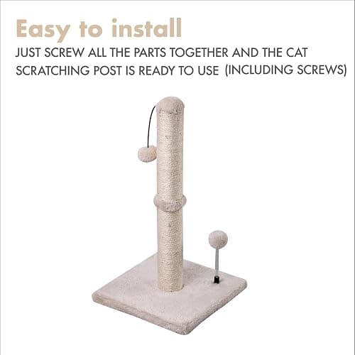 MECOOL Cat Scratching Post Premium Basics Kitten Scratcher Sisal Scratch Posts with Hanging Ball 22in for Kittens or Smaller Cats (22 inches for Kitten, Beige) thumbnail 7