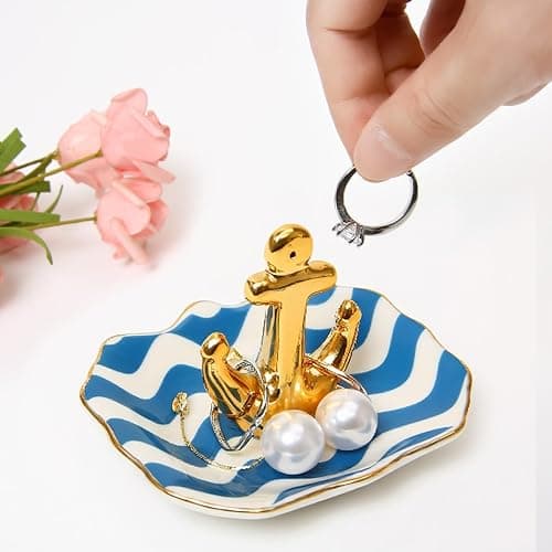 BESKIT Ring Holder with Boat Anchor Jewelry Organizer Trinket Tray Home Decor for Earrings Necklace Bracelet thumbnail 2