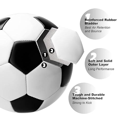 Soccer Ball Size 5 Size 4 Size 3 Size 2 with Pump Deflated - Single, 2 or 3 Pack Operation Christmas Bulik Items - Official Size & Weight Training Ball - Gift for Toddler Kids Boys Girls Youth Adult thumbnail 4