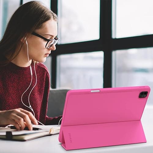 ZOVEEK Case for iPad Air 13 Inch M3/M2 (2025/2024) & iPad Pro 12.9 Inch 6th/5th/4th/3rd Generation 2022/2021/2020/2018 with Pencil Holder, Slim Trifold Stand, Supports Auto Wake/Sleep, Rose Pink thumbnail 7
