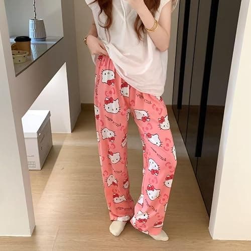 Chnnamzu Pantaloni Pigiama Halloween per Donna e Bambina - Pigiama Donna Invernale Lunghi Flanella Pantaloni da Notte Y2k Cartoni Animé Kawaii Pantalone Natale Morbidi e Leggeri Regali S-XXL thumbnail 2