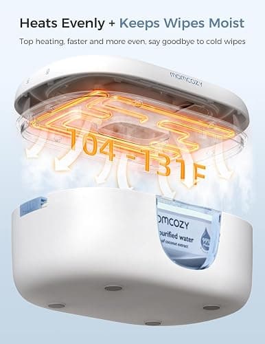 Momcozy Baby Wipe Warmer, Innovative Spring Design, Large Capacity Wipes Dispenser for 60-80pcs, Fast & Even Heating, 4 Modes of Temperature Heating Control, Diaper Wipe Warmer with Night Light, Blue thumbnail 3