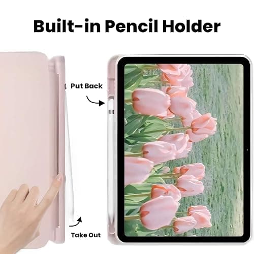 KFQDC for iPad A16 11 Inch 2025 /for iPad 10th Generation 10.9 Inch 2022 Bows iPad Case with Pencil Holder-[Auto Wake/Sleep], Trifold Stand Soft TPU Protective Cover, Cute Pink Bows thumbnail 5
