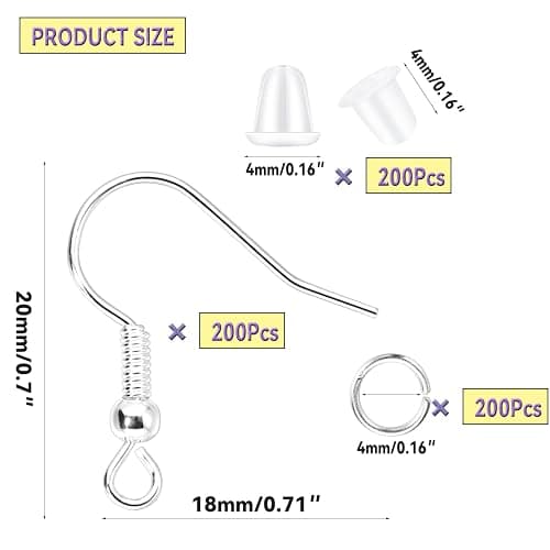 600Pcs Hypoallergenic Earring Hooks, Silver Earring Making Kit, Supplies with Earring Backs and Jump Rings for Jewelry Making (Silver) thumbnail 4