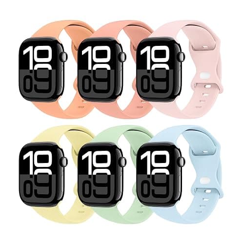THWALK 6 Pack Sport Bands Compatible with Apple Watch Band Ultra 3/2/1 49mm, Series 11/10 46/42mm, 9/8/7 45/41mm, SE/6/5/4 44/40mm, 3/2/1 42/38mm for Women Men - Image 1