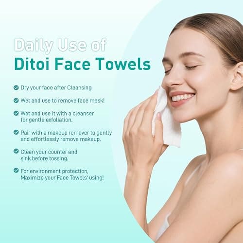 Face Towels, 10"×12" Disposable Face Towel, Face Towelettes XL, Ultra Soft Makeup Remover Dry Wipes, Thick Face Towel for Sensitive Skin, 50 Count (1 Pack) thumbnail 2