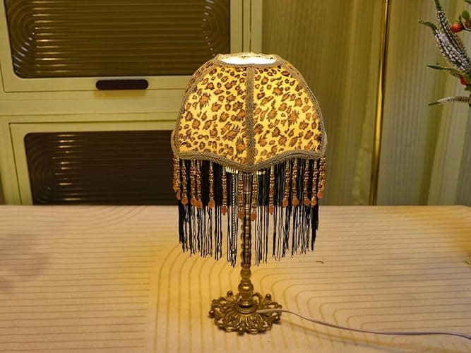Vintage Leopard Print Table lamp/Handmade Personalized Tassel Table lamp/Small Bedside Table lamp for Bedroom/Housewarming Gift lamp Zipper Table lamp with Power Socket thumbnail 5