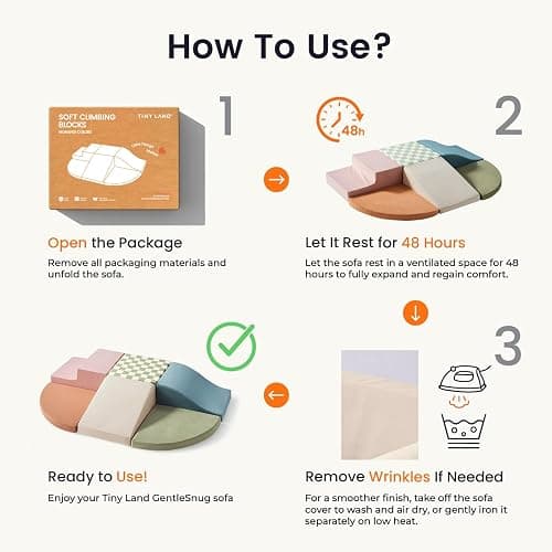 Tiny Land Soft Foam Climbing Blocks for Toddlers, 6-Piece Foam Blocks | Indoor Playground Baby Climbing Toys, Ideal Gift for Kids Activity Crawling and Sliding Foam Play Set (Morandi) thumbnail 7