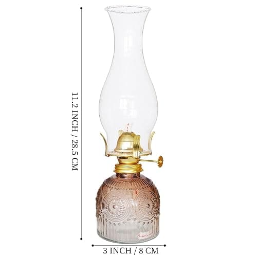 GXFCCYXT 2 Pieces Oil Lamps for Indoor Use Gradient Brown Vintage Glass Clear Kerosene Lamp Indoor Decorative Hurricane Lamp Oil Lantern for Home Tabletop Emergency Lighting TYH thumbnail 3