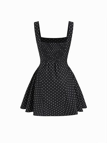 CIDER Womens Polka Dot Going Out Dress Cute Summer Date Night Square Neck Sleeveless Mini Dress thumbnail 5