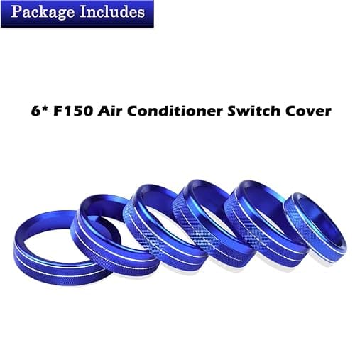 Kujunpao Air Conditioner Switch Trim Cover Aluminum Center Console Knob Compatible for Ford F150 XLT Accessories 2015-2019 6PCS(Blue) thumbnail 5