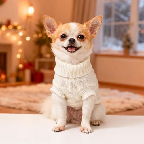 Xs Dog Clothes Dog Sweater for Small Dogs Autumn Winter Dog Sweaters Warm Puppy Clothes Turtleneck Pullover Sweater Pet Knitwear for Chihuahua Teacup Dog Yorkie (X-Small) thumbnail 2