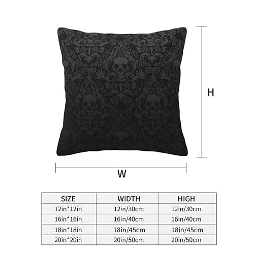 NHJMH Gothic Black Skull 2 Pack Throw Pillow Covers Square Sofa Cushion Cover Home Living Room Bedroom Bed Case Office Waist Protection Car Lumbar Cover, 18 x 18-Inch (A238) thumbnail 3