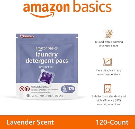 Amazon Basics Laundry Detergent Pacs, Lavender Scent, 120 Count (New Packaging) thumbnail 9
