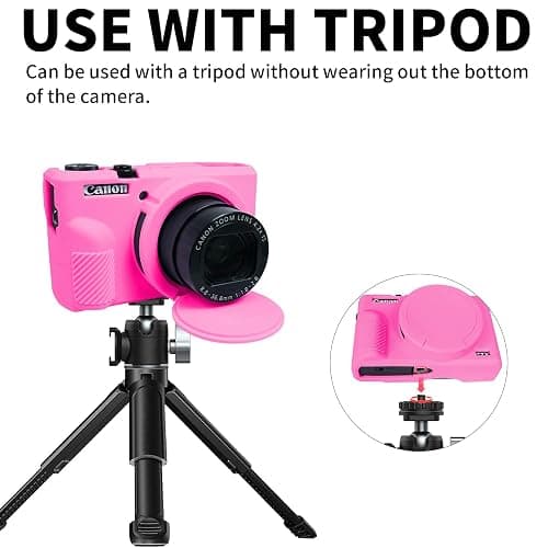 G7X Mark III Case, Soft Silicone Protective Case Cover for Canon Powershot G7X Mark III Digital Camera, Durable Camera Body Skin Protector with Removable Lens Cover - Rosy Pink thumbnail 7