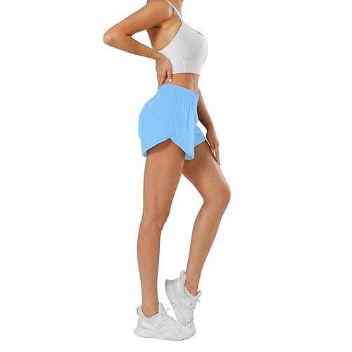 Aurefin Athletic Shorts for Women,Women's Quick Dry Workout Sports Active Running Track Shorts with Elastic and Zip Pockets - Regular Fit - XX-Small - Aero Blue thumbnail 6