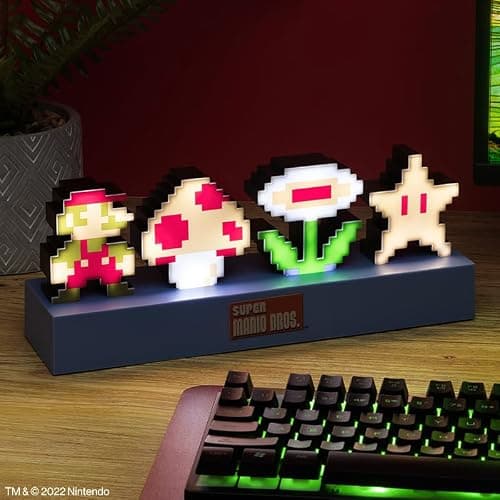 Paladone Super Mario Bros Icons Light, Sound Reactive Mode, Decorative Light Up Super Mario Figure Bedroom Accessories & Decor thumbnail 2