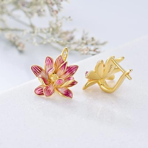 VONALA Flower Earrings for Women 925 Sterling Silver Rose/Lotus/Scottish Thistle/Tulip/Lilac/Mushroom/Pineapple Dangle Drop Earrings Flower Jewelry Gifts for Women Girls Birthday Gifts thumbnail 4