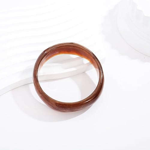 HUAYUNFANG Chunky Acrylic Bangles Bracelets For Women Geometric Acrylic Resin Acetate Mottled Wide Bangle Bracelet Statement Colorful Bangles for Party thumbnail 6