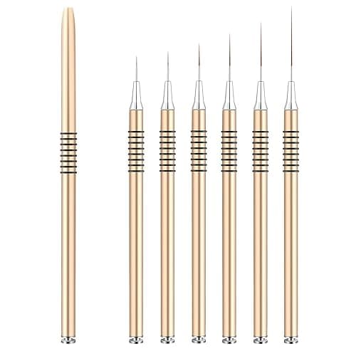 Xynovate Métalliques pour Nail Art, Pinceau Nail Art Ongles Professionnel avec Capuchon, Outils de Dessin pour Les Lignes Longues, Détails fins, French Manucure(Gold) - Image 1