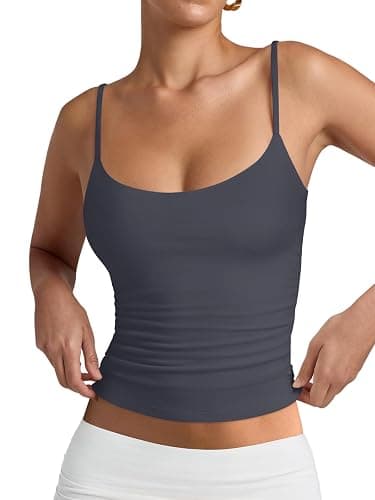 PINKMSTYLE Women's Basic Double Lined Scoop Neck Tank Tops Adjustable Cami Tank Summer Sleeveless Tops - Image 1