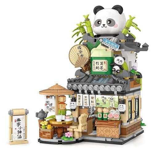 MindBox City Tea House Building Blocks Set, Openable Panda Construction Tea Shop Building Toys for Boys Girls Age 8+, 860pcs Mini Bricks thumbnail 3