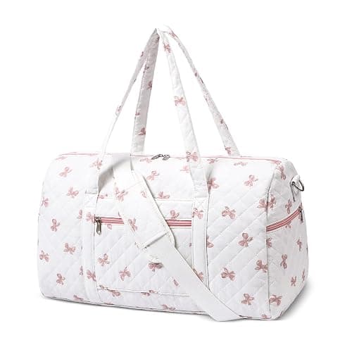Gym Bag for Women, Cute Duffle Bag, Quilted Duffle Bag for Travel, Floral Duffle Bags, Weekend Bag with Zipper Pocket Dance Bag Organizer - Image 1