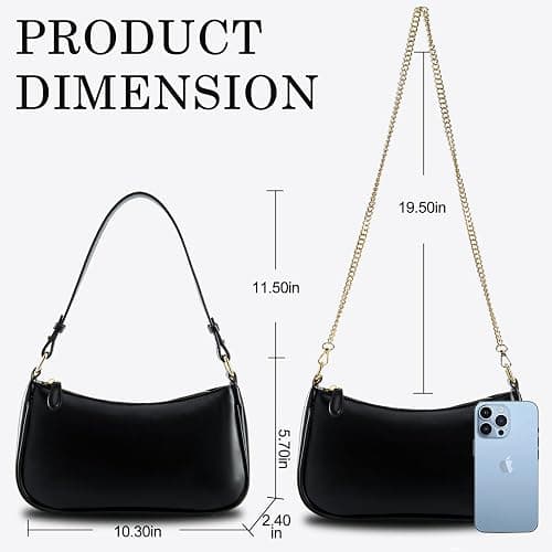Shoulder Bags for Women Leather Hobo Sling Tote Handbag Retro Clutch Purse with 2 Removable Straps and Zipper Closure thumbnail 5
