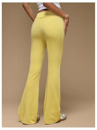 Verdusa Women's Drawstring Waist Flared Pants Bell Bottoms Casual Thermal Skinny Trousers thumbnail 2