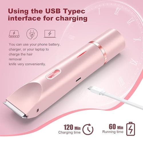 CheckSimple 2025 New Bikini Trimmer for Women,Dermave Bikini Shaver,2-in-1 Electric Razors for Women(Pink) thumbnail 6