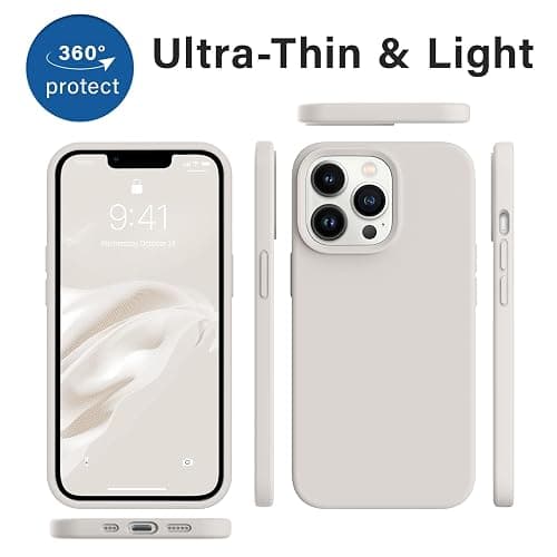 AOTESIER Magnetic for iPhone 13 Pro Phone Case, [Compatible with MagSafe][Military Shockproof Protection] Silicone Case with Soft Microfiber Lining, Camera & Screen Protection 6.1 inch, Stone thumbnail 8