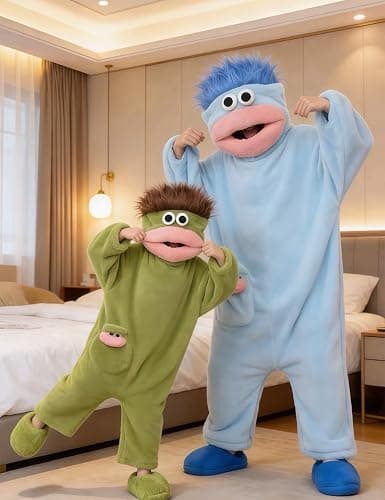 Brrioe Funny Big Mouth Monster Onesie Pajamas with Large Comb – Oversized Plush Fleece Hooded One Piece for Sleep & Party thumbnail 2