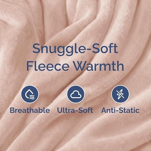 Ultra Soft Fleece Blanket Throw XL Size - Flannel Fleece Luxury Throw XL Blanket - Lightweight for Couch Bed Chair- Thick, Warm and Breathable - All Season Anti-Static Microplush Bedding, Rosewater thumbnail 3