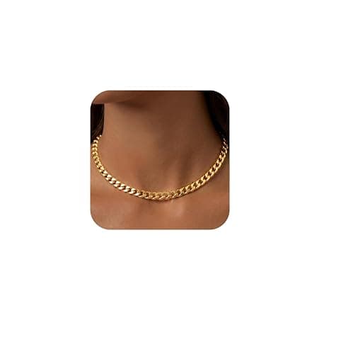 WomenGifts Cuban Link Chain Necklace for Women, Waterproof 14k Gold Silver Plated Chain Choker, Non Tarnish Stainless Steel Jewelry, 3.5/5/6/8/11mm,14/16/18 Inch Thin&Chunky&Thick - Image 1
