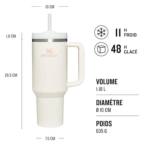 STANLEY 1913 Quencher H2.0 FlowState Mug Isotherme avec Paille 1.2L - Froid Pendant 11 Heures - Glacé Pendant 48 Heures - Thermos Lavable au Lave-Vaisselle - Gourde Inox Sans BPA - Cream Tonal thumbnail 3