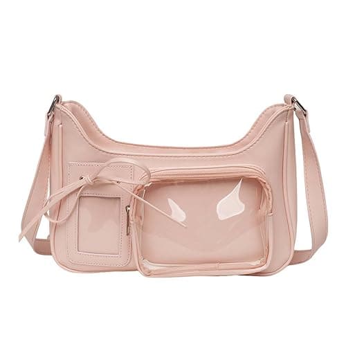 KeAiDMon Y2k Fashion Shoulder Bag Kawaii Lolita Ita Bag Badge Display Bag with Two Transparent Display Windows - Image 1