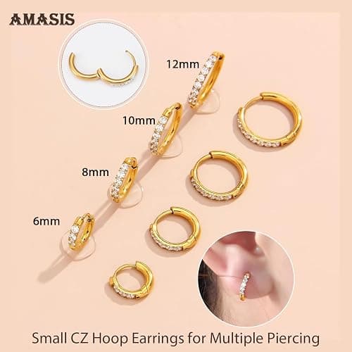 Small Hoop Earrings for Women Men,316L Surgical Steel Hinge Huggie Hoop Earrings fit Cartilage Helix Tragus Sung Conch 1st Lobe Hole Earlobe Lightweight Hypoallergenic Earrings thumbnail 8