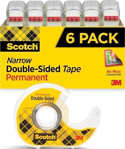 Scotch Permanent Double Sided Tape, Card Making and Holiday Scrapbooking Supplies, Alternative to Gift Wrap Tape for Wrapping Presents, 0.50 in. x 500 in., 6 Rolls with Dispensers - Image 1