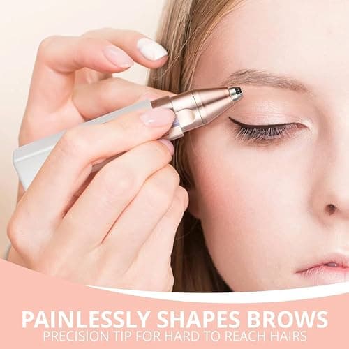 Eyebrow Facial Hair Remover for Women: Rechargeable 2 in 1 Face Shavers and Eyebrow Trimmer - Painless Electric Hair Removal Device for Face Eyebrows Lips Peach Fuzz with Light thumbnail 3