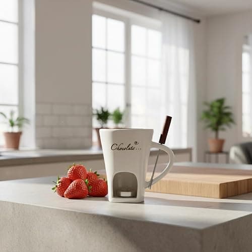 HOMEFISH Chocolate Fondue Mug Ceramic Melting Mug Fondue Coffee Cup Melting Fondue Mug for Chocolate Cheese Butter 130 ml (R) thumbnail 7