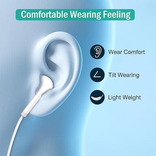 USB C Headphones for iPhone 17 16 15, Wired Headphones USBC for iPad Pro Air Mini, iPad 10th, MacBook, Type C Earbuds for Samsung, Google Pxiel, Earphones for Lenovo, Dell, Microphone, Volume Control thumbnail 6