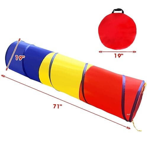 Kids Play Tunnel for Toddlers, Pop Up Crawl Through Tunnel Play Tent for Baby Infant Children or Dog, Kids Tunnel Toys or Gift Indoor & Outdoor (Classic Crawling Tunnel) - Classic Crawling Tunnel thumbnail 3