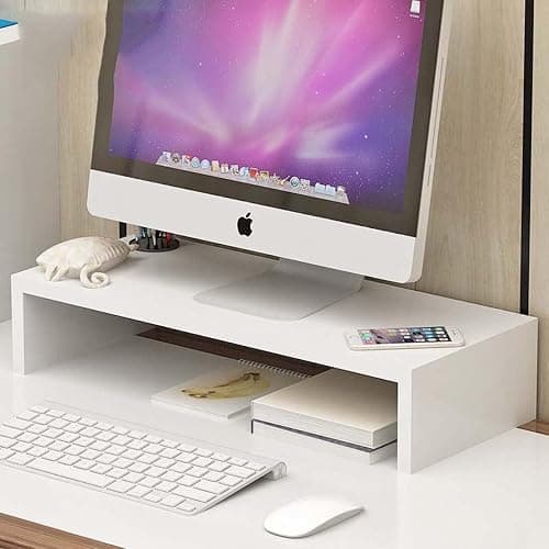 Wbeian Wood Monitor Stand Riser for Computer, Laptop Notebook, Printer Riser, iMac, PC, Ergonomic Home Office Desk Monitor Stand 19.6 Inch - Image 1