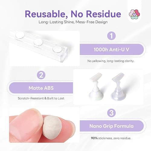 SAVILAND Essentials Nail Holder for Painting Nails: 3PCS Nail Stand Strong Magnetic Nail Stand for Press Ons Nail Stand for Nail Art Aurora Press on Nail Stand 40Pcs Reusable Putty Acrylic Nail Tools thumbnail 6