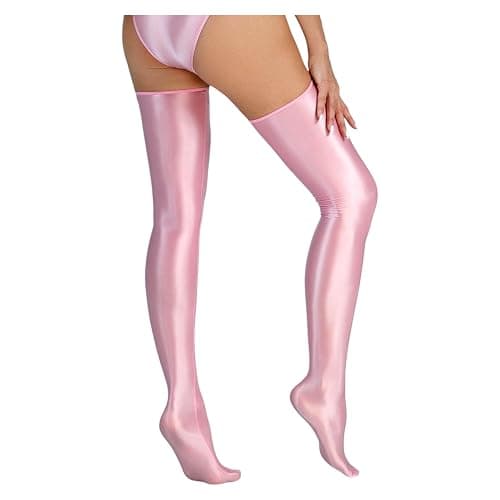 Men's Sissy High Over Knee Glossy Oil Shiny Stocking, Femboy Thigh High Stockings, for Cross-dressing thumbnail 3