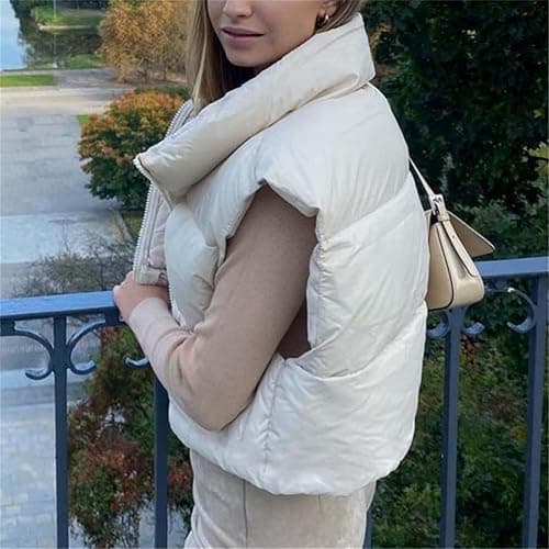 KEOMUD Women's Winter Crop Vest Lightweight Sleeveless Warm Outerwear Puffer Vest Padded Gilet thumbnail 3