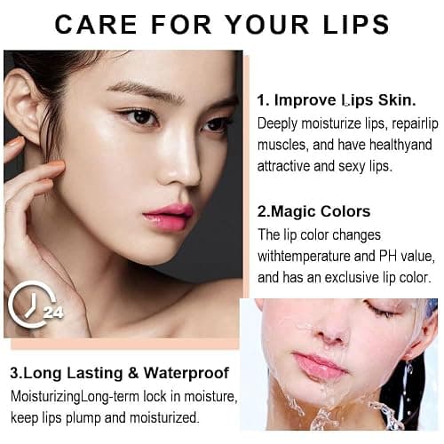 evpct 3Pcs Magic Color Changing Lipstick 24 Hours Original for Women Lasting Waterproof, Aloe Vera Strawberry Black Red Cherry PH Mood Permanent Hardpointing color changing Lipstick Tinted Lip balms - 3 Count (Pack of 1) - 3Pcs Aloe Vera Strawberry Red Cherry - New thumbnail 6