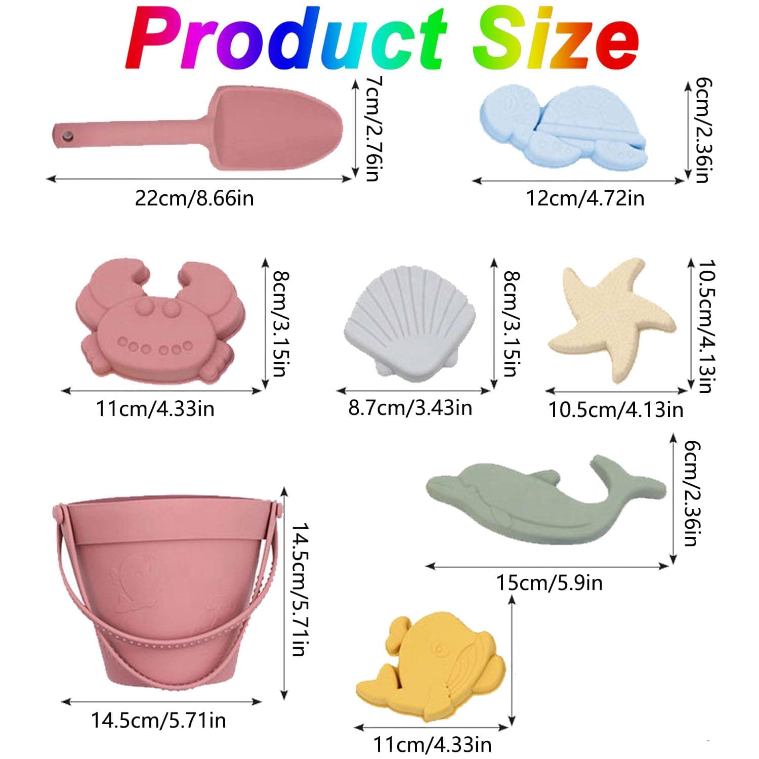 Silicone Beach Toys, 9 PCS Modern Baby Beach Toys, Travel Friendly Beach Set, Silicone Bucket, Shovel, Bucket and Mould Set Toys, Perfect for Gift and Summer for Kids thumbnail 2