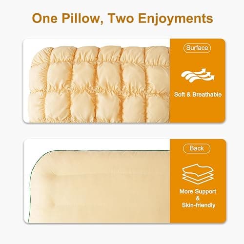 YOUR MOON Fluffy Support Bed Pillow Queen Size, Luxury Hotel Quality Bed Pillows for Side Sleeper, Super Soft Premium Down Alternative Filling Pillow for Sleeping (Yellow) thumbnail 5